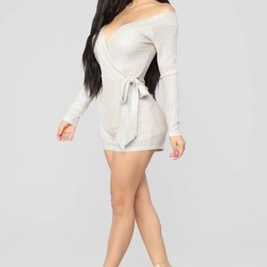 Fashion Nova Silver/Cream Color Romper .